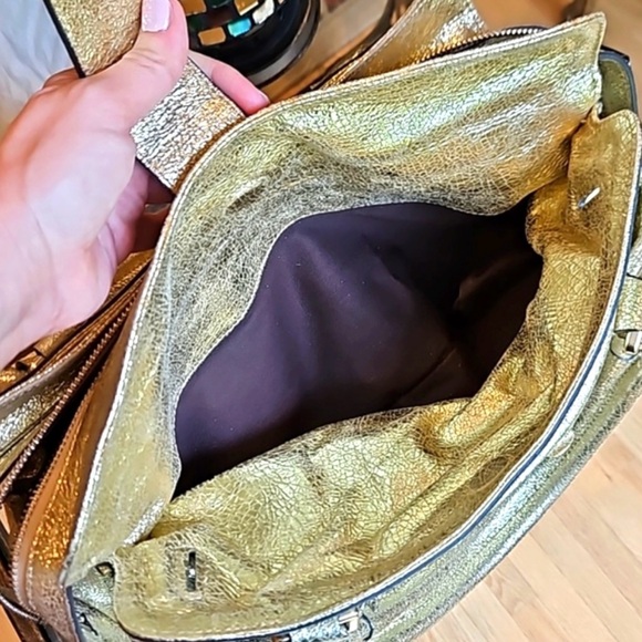 NWT CHLOÉ Elvire Cinkled Gold Leaf Leather Handbag - Picture 6 of 14